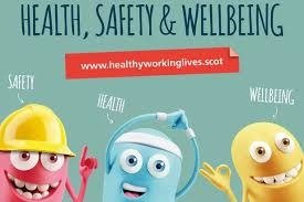 A graphic of three minions representing Health, Safety, and Wellbeing